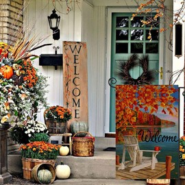 Eiazuiks Fall Welcome Garden Flag Floral Thankgiving Double Sided Vertical Rustic Farmhouse Yard Seasonal Holiday Outdoor Decor 12×18 Inch EF160
