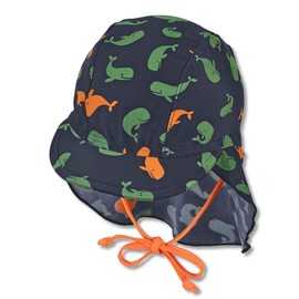 Sterntaler Baby Boys Peaked Cap with Neck Protection and Ties, UV Protection 50+, Colour: Navy, navy