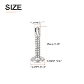 DTGN #8x1 Sheet Metal Screws - 50 Pack - for Wood, Furniture - Carbon Steel Phillips Round Head Washer Drill Tail Self Tapping Screws - Silver