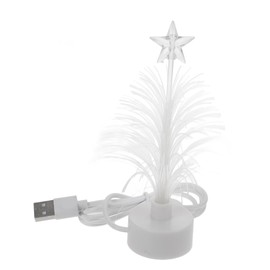 CLISPEED USB Mini Fiber Optic Christmas Tree for Desk - Color Changing LED Christmas Tree Night Light - Festive Tabletop Decor for Home or Office