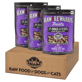 Northwest Naturals Raw Rewards Freeze-Dried Pork Liver Treats for Dogs and Cats - Bite-Sized Pieces - Healthy, 1 Ingredient, Human Grade Pet Food, All Natural - 3 Oz (Pack of 3)