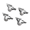 4Pcs Small Caster Wheels 1in Diameter Steel Rubber Rotating Locking
