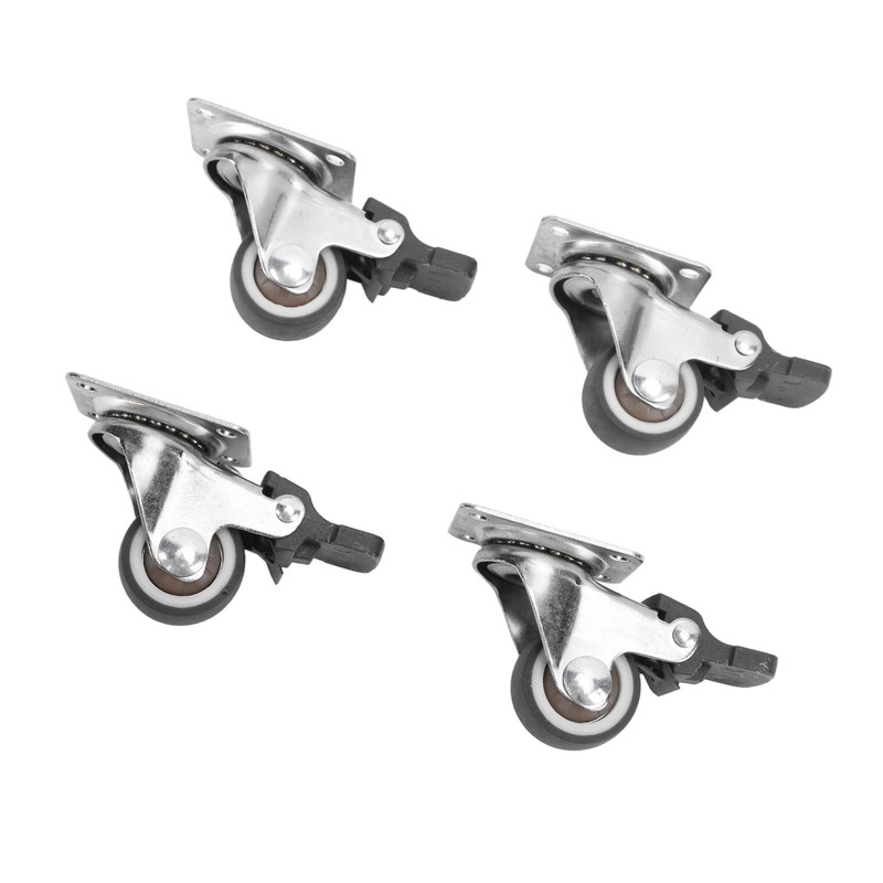 4Pcs Small Caster Wheels 1in Diameter Steel Rubber Rotating Locking