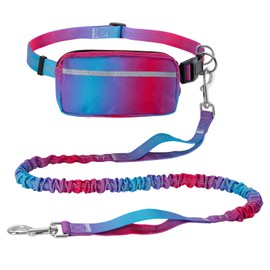 Jogging Lead for Dogs with Belly Belt, Running Belt, Dog Lead for Large and Medium Dogs, Adjustable Lead with Reflective Stripes, Red