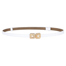 Allegra K Women's Vintage Interlock Buckle Thin Waist Belt 0.55 Inch Width, White