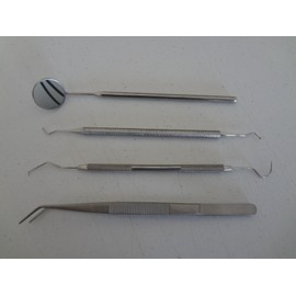 ss 4 Pcs STAINLESS STEEL Dental Tool Pick Pic Scaler Set Teeth Cleaning Tooth