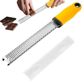 Lemon Zester & Grater for Cheese, Ginger, Garlic, Nutmeg with Length of 12.7" (Yellow)