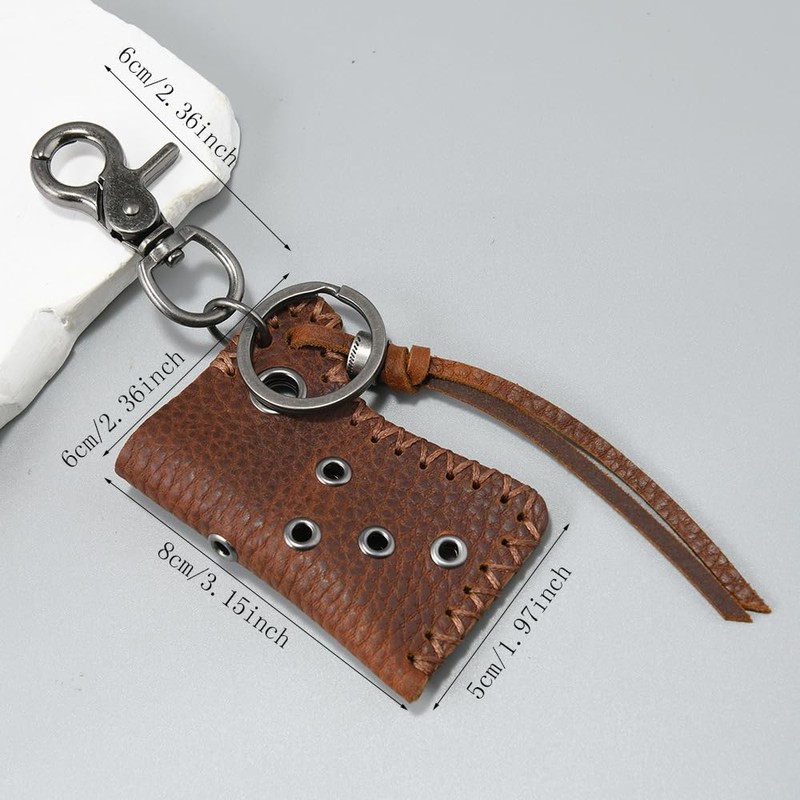 Rockyu Keychain, Men's, Genuine Leather, Stylish, For Outdoors, Convenient, With