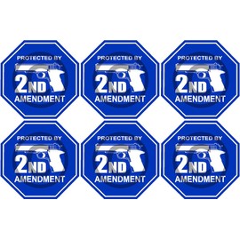 6 Pack 2" Protected by 2nd Amendment Sticker Gun Rights Laws