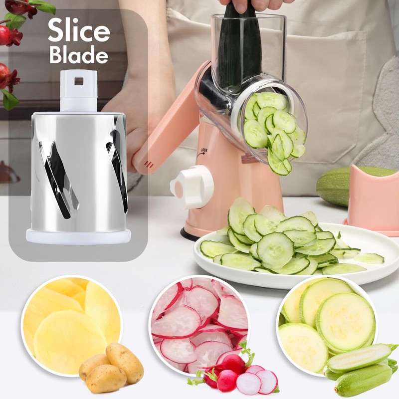 Ancevsk Rotary Cheese Grater with Handle, Round Mandoline Speed Kitchen