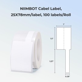 NIIMBOT Cable Label for B1/B21/B3S/K3 Label Printer, Waterproof, Oil-Proof Cable Tags(1'' x 3''),1 Roll of 100 Thermal Sticker Labels (White)