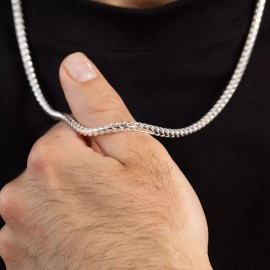Pori Jewelers Mens Solid 925 Sterling Silver 4MM Franco Box Chain Necklace 22" Made in Italy