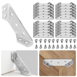 20PCS Universal Stainless Steel Furniture Corner Connector with Screws , Triangular Corner Connectors for Wood or Metal Furniture, Angle Fasten Corner Bracket Support （20PC+Screws）