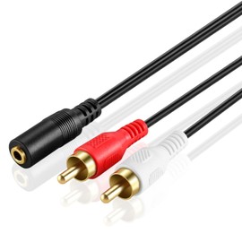 AYMBH Universal 3.5mm Female to 2 RCA Male Adapter Cable – Durable Stereo Audio Y Splitter for TV, Amplifiers, Home Theater, and Portable Devices – 8-inch, Shielded, Corrosion-Free Connections