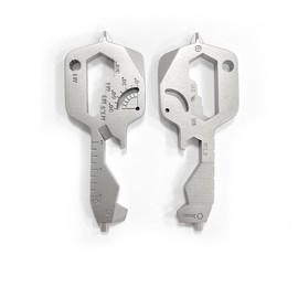 Multitool Pendant 20 in 1 Key Tool Camping Hiking Bottle Opener Screwdriver Ruler Wrench Multipurpose Gift Men Birthday Birth Men's Day Keychain, Silver, 75 x 30 x 5