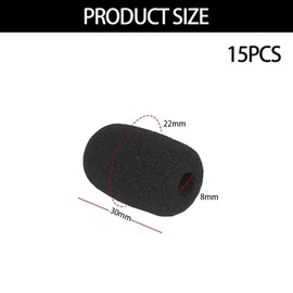 15 Pcs Microphone Cover Foam,Microphones Foams Covers Fit to Headset Mic Universal Disposable Mini Mike Windscreen Protector Dustproof Accessory for Classrooms,Conference Room,Stage(Black,30mm × 22mm)