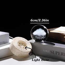 2.36in. 3D Cloud & Rains Crystal Ball Gifts for Women Girlfriend, K9 Crystal Decorative Ball Figurine Paperweight with LED Light Base for Home Office Decoration for Birthday Christmas