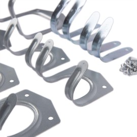 10x Iron Shed Hooks Set - Heavy-Duty Wall-Mounted Garage Garden Tool Bike Ladder Organiser Rack Brackets - by Blackspur