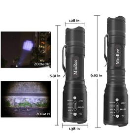 Miuree Tactical LED 2000 Lumens 5 Light Modes Flashlight for Camping, Emergency, Hurricane, Hiking,2-pack