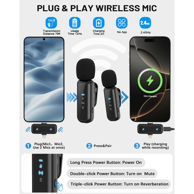 Yeaki Vlogging Kit for iPhone/Android, 71" Selfie Stick Tripod for