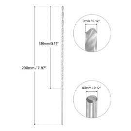 TA-VIGOR 6Pcs 3mm Extra Long Twist Drill Bits, 200mm Length High-Speed Steel HSS Straight Shank Spiral Drill Bits for Wood Metal Aluminum Plastic