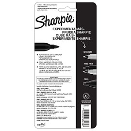 Sharpie Marcadores Permanentes, Punta Fina, Negro, 4 Piezas, 1812757