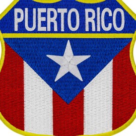 EmbTao Puerto Rico Shield Flag Patch Embroidered Badge Biker Applique Iron On Sew On Emblem