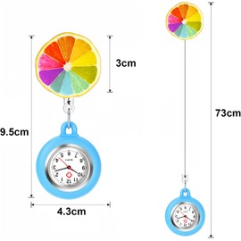 AGEN KGEN Nurse Watch for Nurses Doctors Clip on Hanging Nurse Watches Fine Retractable Fob Watch Portable Pocket Watch Lapel Watch (Colourful Blue)
