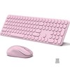 KEQTFT Wireless Keyboard and Mouse Combo, 110 Round Quiet Keys,
