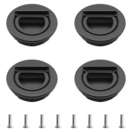 MOROBOR Round with Pull Ring Embedded Handle, 4pcs Tatami Hidden Handles Invisible Cabinet Door Furniture Hardware with Screws for Cabinet Wardrobe Drawer(Black)