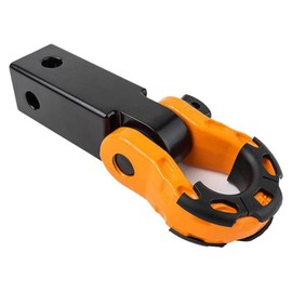 GearAmerica Aluminum 2x2 Hitch Receiver & Mega Shackle 32,000 lbs (16T) MBS, 16,000 lbs (8T) WLL - for Heavy Duty Towing and Off-Road Recovery - Includes Shackle, Washers & Pin - Black & Orange