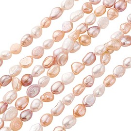 Cheriswelry 1 Strand Natural Pearls Baroque Style Pearl Nuggets 8-9mm Cultured Freshwater Pearl Spacers for DIY Wedding Anniversary Necklace Bracelet Making