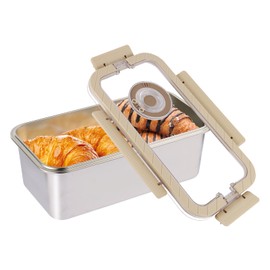 SENHOWII Stainless Steel Food Storage Container with Lid - Airtight Metal Meal Prep Container for Family, Kitchen & Picnics, Portable Handle, Date Tracker, Bakeable Bread Box(medium size)