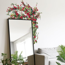 Runtoo Large Rose Wall Art Decals Red Flower Door Stickers Floral Home Decor for Living Room Bedroom Wall Backdrop