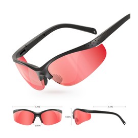 LaneTop Shooting Glasses For Men and Women, Anti Fog ANSI Z87.1 Safety Glasses with Hard Shell Case, UV400 Eye Protection for Shooting Range Glasses, Vermillion Lens-2 Pair