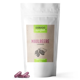 Mulberry Capsules, Free from Additives, Pack of 120, 1200 mg Daily Dose, Vegan from Fruit Bodies, Morus Nigra, 1 Month Pack Dorado Superfoods®