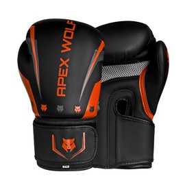 Apex Wolf Edge Boxing Gloves – Shine PU Leather, RF01 High-Density Foam Padding, Wrist Support for Training, Sparring, and Heavy Bag Work (14OZ)