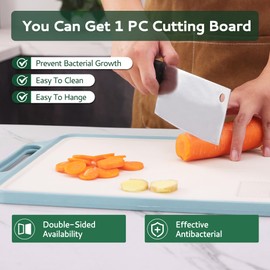 Cutting Board Double Sided, 304 Stainless Steel Cutting Board for Kitchen, Food-Grade, Wheat Straw PP and Stainless Steel, Chopping Board for Kitchen (16.1'' x 12.2'')