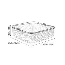 MAGICLULU Stainless Steel Square Air Fryer Basket Replacement Metal Mesh Baking Basket Handle for Air Fryer Accessories
