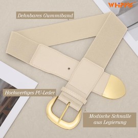 WHIPPY Women's Wide Belt Waist Belt Stretch for Dress Elastic Belt Waist Belt for Women Golden Buckle, Light beige (gold)