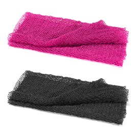 SIGHTOR 2 Pieces African Exfoliating Net,African Net Sponge Bathing,Body Exfoliating Net,Nylon Back Scrubber for Skin Smoother,Stretch Length to 66 INCH (Black) (Pink+Black)