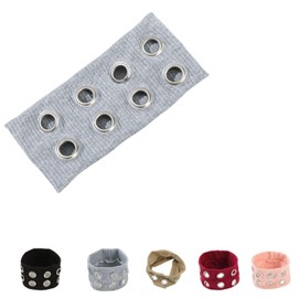 Hollow Eyelet Elastic Headband,Studded Headband Punk Style Rivet,Eyelets Elastic Stretchy Casual Hair Accessory (Grey, Adjustable)