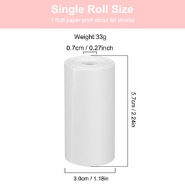 Misilmp Thermal Paper for Children, Instant Cameras, 5 Rolls Thermal Paper, Children's Camera, Camera Printing Paper, White, Zero Inks Refill Paper Roll for Instant Cameras (57 x 30 mm)