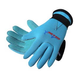 EXCEREY Kids Neoprene Skid-Proof Wetsuit Diving Gloves 3MM Surf Snorkeling Gloves(Blue, M)