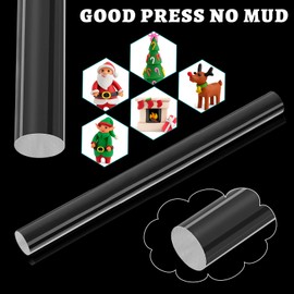 Clabby 4 Pieces Acrylic Clay Roller Plastic Clear Round Tube Roller Pin Polymer Clay Tools for DIY Handmade Crafts Handmade Art Supplies, 6.5 x 0.5 Inch