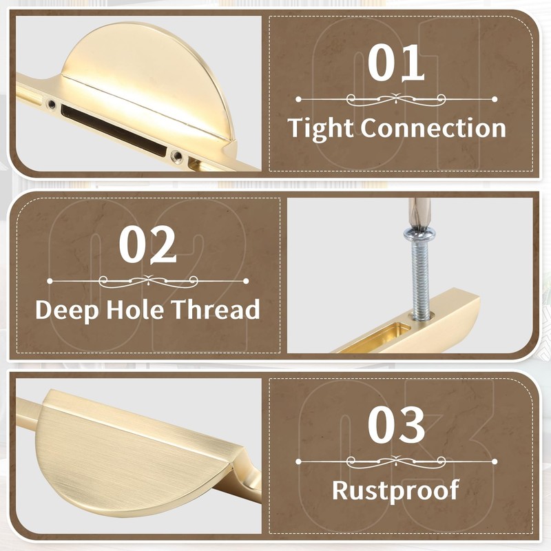 Wobekuy Pack of 2 Cabinet Handles Gold Handles for Kitchen