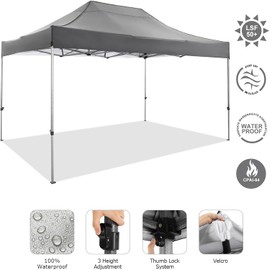 COBIZI 10x15 FT Pop up Canopy Tent,Heavy Duty Easy Up Commercial Outdoor Party Canopy Tents for Wedding Parties All Season Wind & Waterproof Gazebo with Carry Bag,Gray(Frame Thickened)