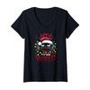 Womens Funny Christmas Black Cat Joy to The World V-Neck