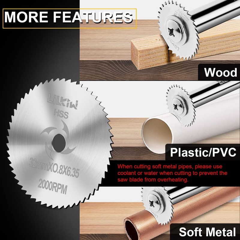LitKiwi 1/4-Inch Hex Shank Rotary Drill Saw(with 5PCS Blades),HSS Saw