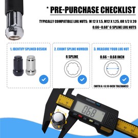 Vexplo 2 Pieces 6 Spline Lug Nut Socket Set, Locking Lug Nut Removal Tool, Wheel Lock Removal Kit for Easy Installation and Removal of Lug Nuts on Aftermarket Wheels